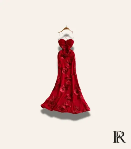 Scarlett Criss-Cross Back Floral Sequin Maxi Gown