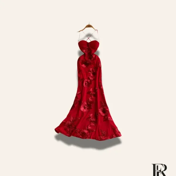 Scarlett Criss-Cross Back Floral Sequin Maxi Gown