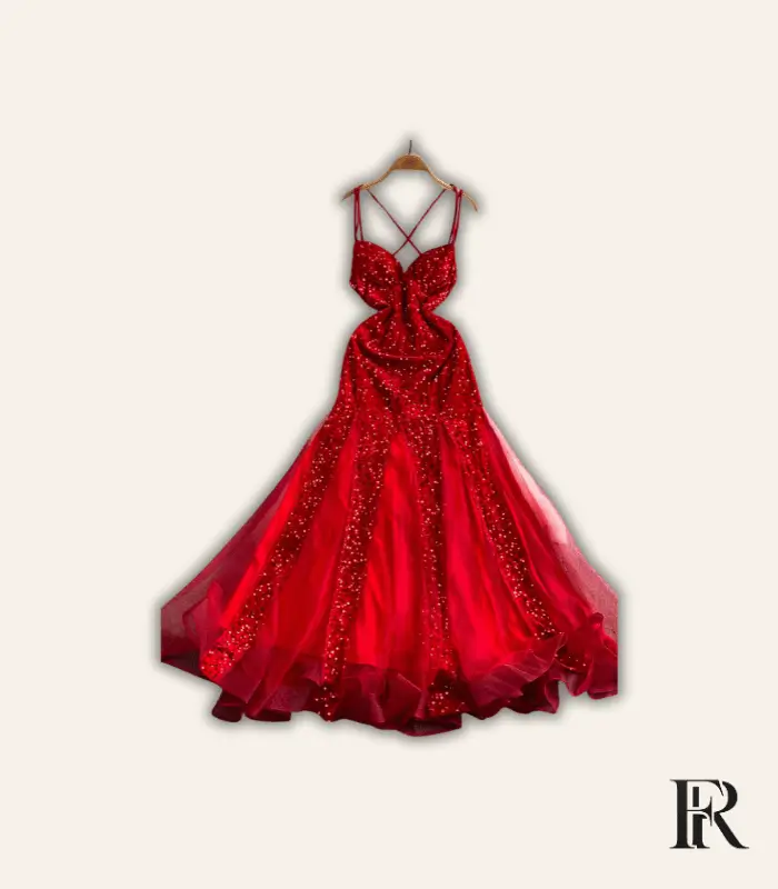Ruby Shimmer Sequin Mermaid Gown