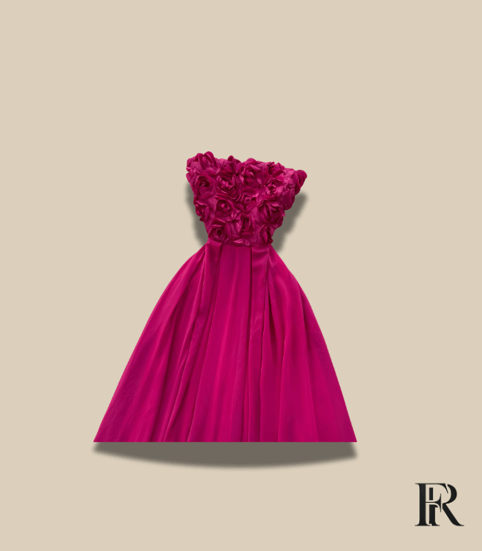Valentina Strapless Rose Bustier Maxi Gown