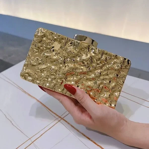Celine Gold Metallic Marble Hardcase Clutch – Gold