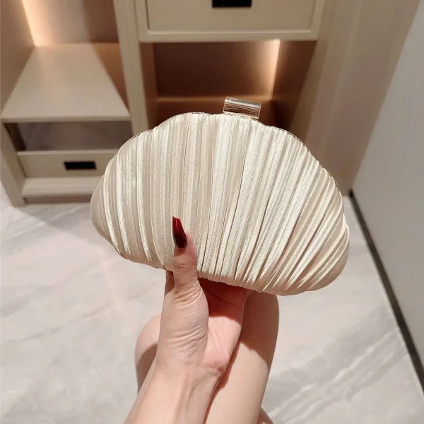 Celine Pleated Satin Shell Hardcase Clutch