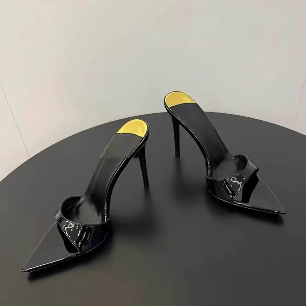 Aria Pointed-Toe Metallic-Accent Stiletto Mules