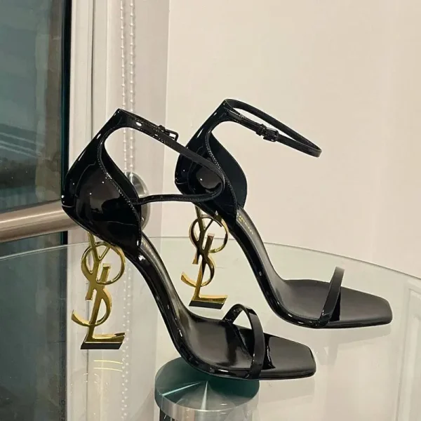 Aria Monogram Heel Ankle-Strap Sandals