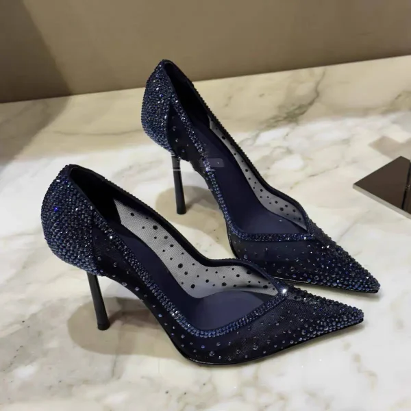 Aria Rhinestone Embellished Pointed-Toe Stiletto Mary Jane Shoes